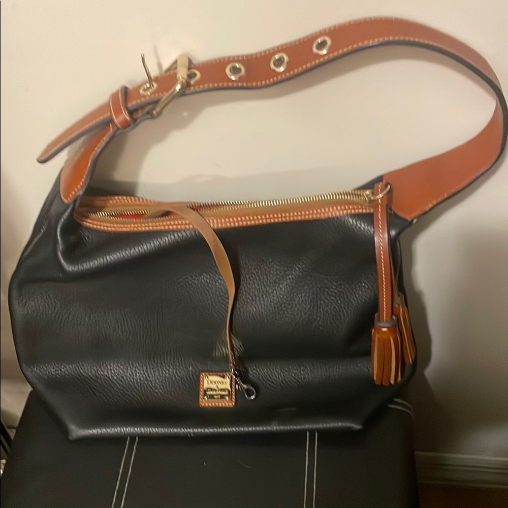Dooney & Bourke Black and Brown Leather Shoulder Bag